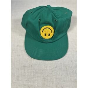 Market Smiley Face Hat Green Upside Down Logo 6 Panel Adjustable New